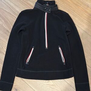Moncler Black Zip-Up Jacket with Red and White Accents